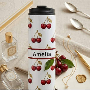 Kirsch- und Goldblätter Geschenk mit individuellem Thermosbecher