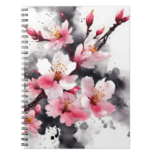 Kirschblüte - Aquarellblumen Notizblock