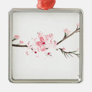 Kirschblüte Aquarellsakura Japanisch Ornament Aus Metall