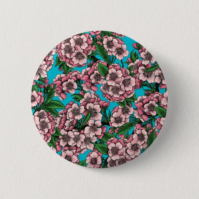 Kirschblüte auf blau button (Vorderseite)