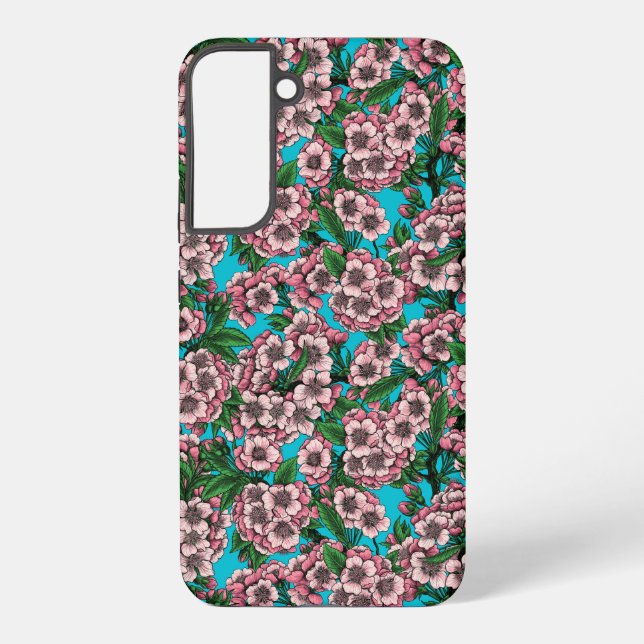 Kirschblüte auf blau samsung galaxy hülle (Rückseite)
