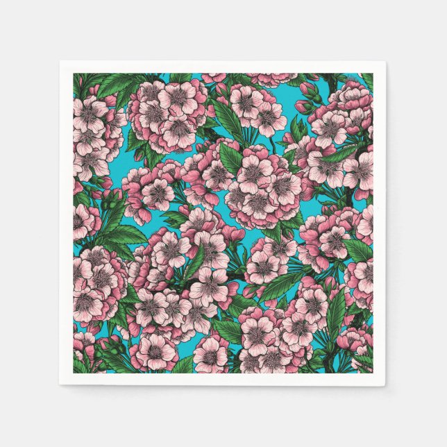 Kirschblüte auf blau serviette (Vorderseite)