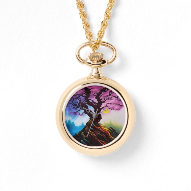 Kirschblüte Baum des Lebens Armbanduhr (Vorderseite)