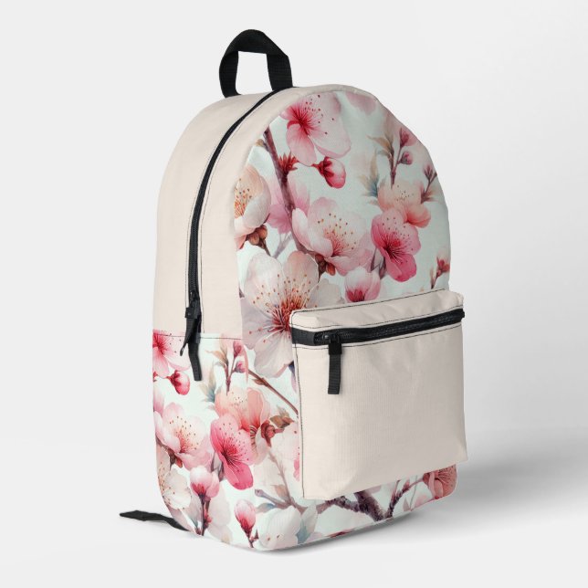 Kirschblüte Bedruckter Rucksack (Rückseitige Ecke links)