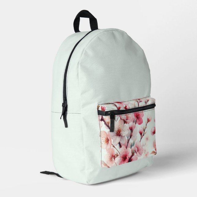 Kirschblüte Bedruckter Rucksack (Rückseitige Ecke links)