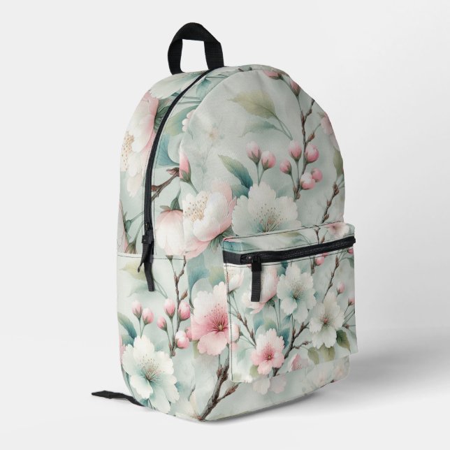 Kirschblüte Bedruckter Rucksack (Rückseitige Ecke links)