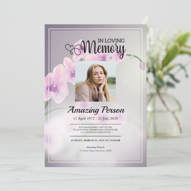 Kirschblüte Beerdigung Reihenfolge des Dienstes Ei Einladung (Stehend Vorderseite)