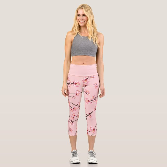 Kirschblüte Capri Leggings (Vorderseite)