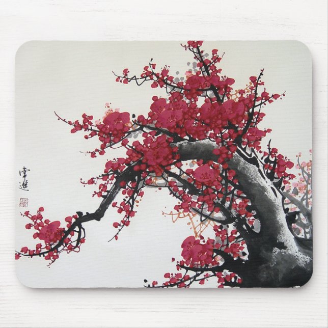 Kirschblüte - chinesische Malerei Mousepad (Vorne)