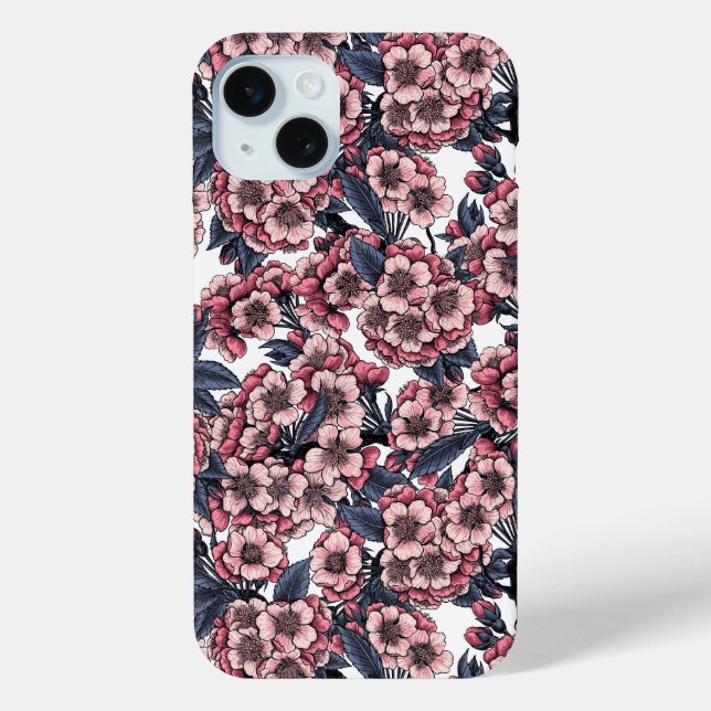 Kirschblüte in Rosa und Blau Case-Mate iPhone Hülle (Rückseite)