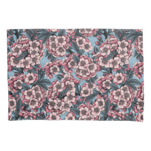 Kirschblüte in Rosa und Blau Kissenbezug