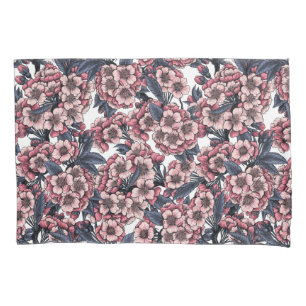 Kirschblüte in Rosa und Blau Kissenbezug