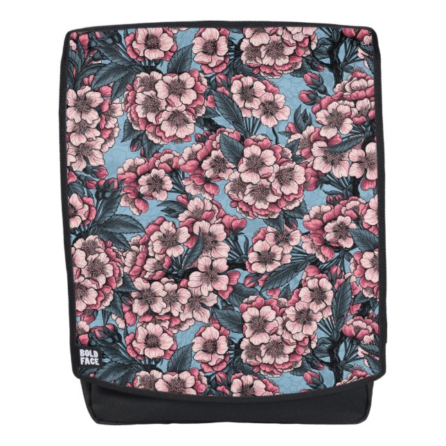 Kirschblüte in Rosa und Blau Rucksack (Vorderseite)