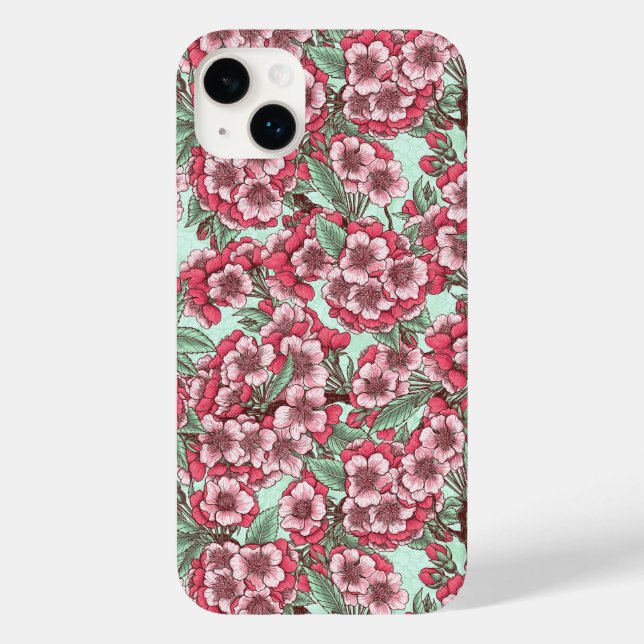 Kirschblüte in Rosa und Minze Case-Mate iPhone Hülle (Rückseite)