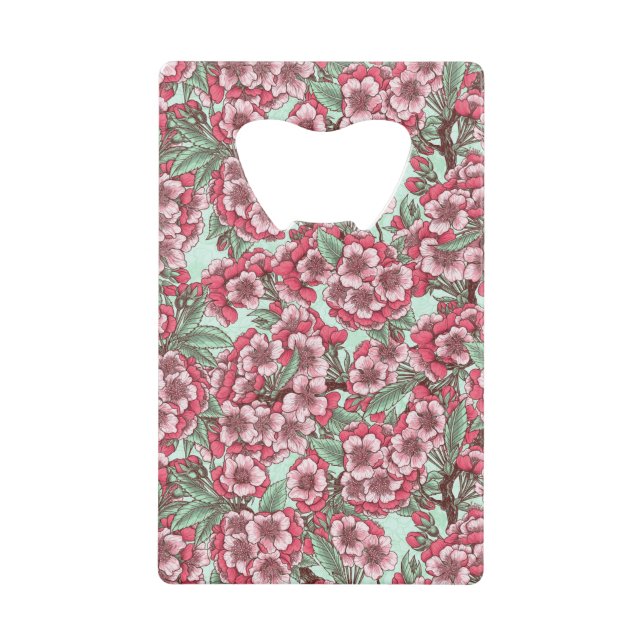 Kirschblüte in Rosa und Minze Geldbeutel Flaschenöffner (Vorderseite)