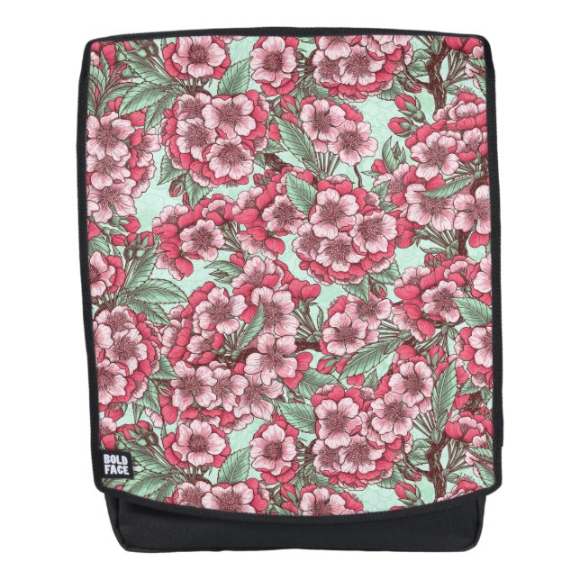 Kirschblüte in Rosa und Minze Rucksack (Vorderseite)