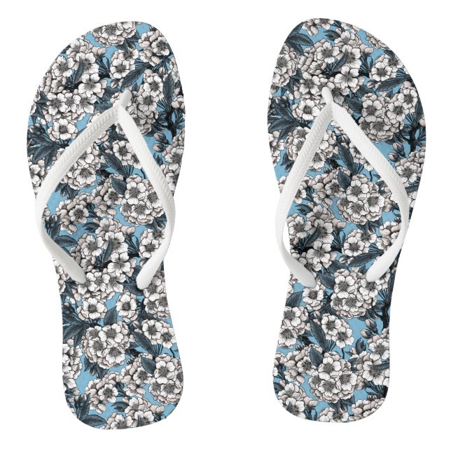 Kirschblüte in weiß und blau flip flops (Fußbett)