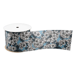 Kirschblüte in weiß und blau satinband