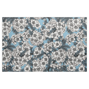 Kirschblüte in weiß und blau stoff