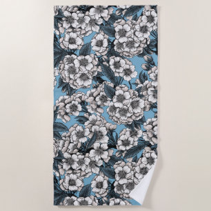 Kirschblüte in weiß und blau strandtuch
