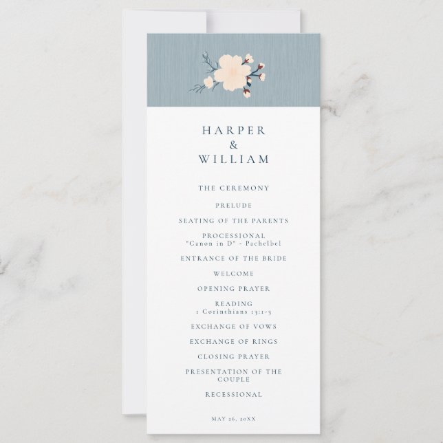 Kirschblüte japandi Hochzeitsprogramm Einladung (Vorderseite)