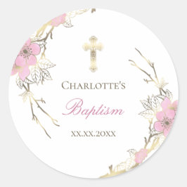 Kirschblüte katholische Mädchen Taufe Runder Aufkleber