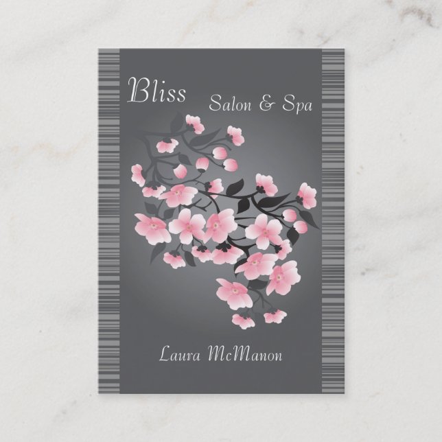 Kirschblüte (Kirschblüte) auf einem hellgrauen Visitenkarte (Vorderseite)
