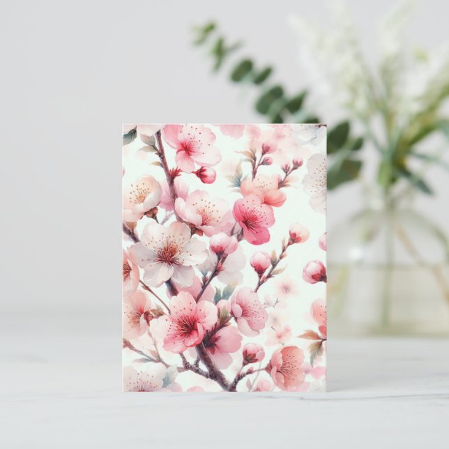 Kirschblüte Postkarte (Stehend Vorderseite)