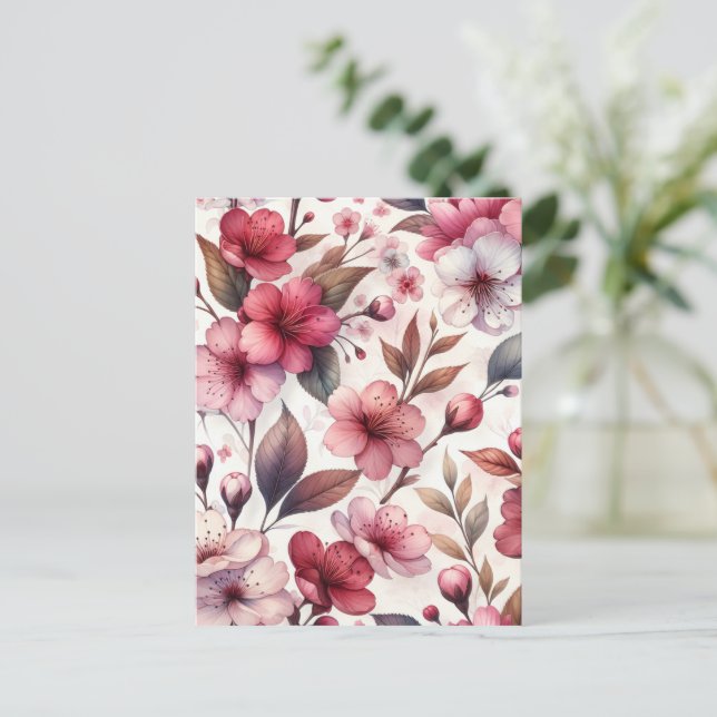 Kirschblüte Postkarte (Stehend Vorderseite)