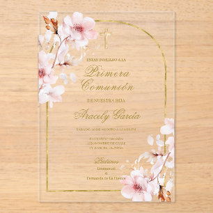 Kirschblüte primera comunión acryleinladungen