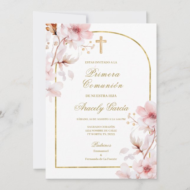 Kirschblüte primera comunión einladung (Vorderseite)