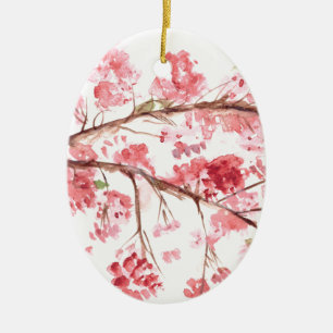 Kirschblüte Rosa Blume Sakura Aquarell Keramik Ornament