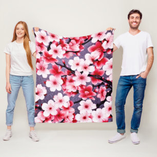 Kirschblüte rosa Blumenmuster Fleecedecke
