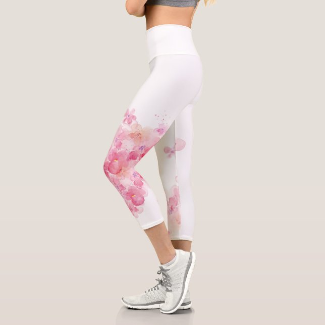 Kirschblüte rosa Blüte Capri Leggings (Links)