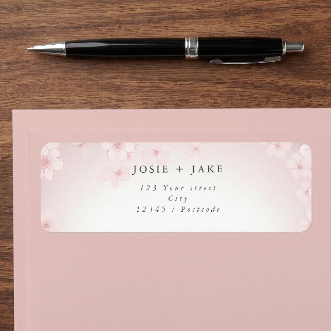 Kirschblüte Rosa Hintergrund Rücksendeadresse (Cherry blossom pink background return address label)