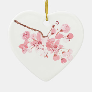Kirschblüte Rosa Sakura Wasserfarbe Blumenzerealie Keramik Ornament