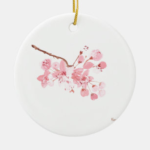 Kirschblüte Rosa Wasserfarbenwelt Sakura Keramik Ornament