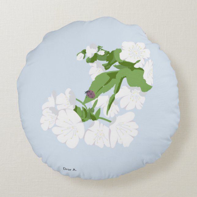 Kirschblüte Rundes Kissen (Rückseite)