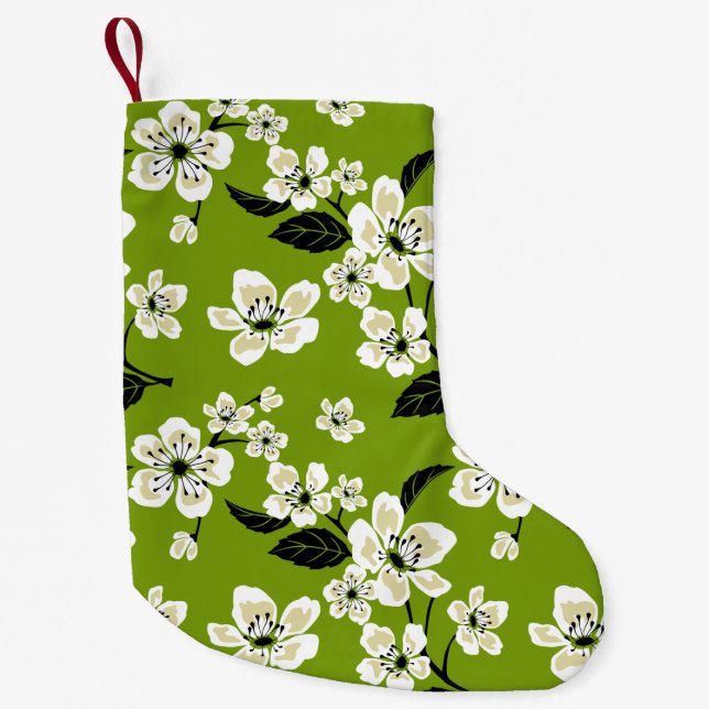 KIRSCHBLÜTE - SAKURA (MATCHA-GRÜN) KLEINER WEIHNACHTSSTRUMPF (Vorderseite)