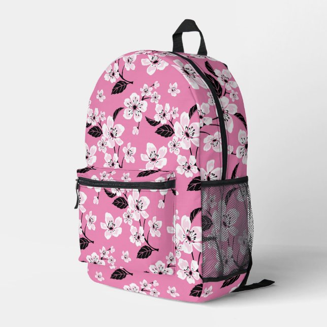KIRSCHBLÜTE - SAKURA-MUSTER IN HELLROSA BEDRUCKTER RUCKSACK (Rückseitige Ecke Rechts)