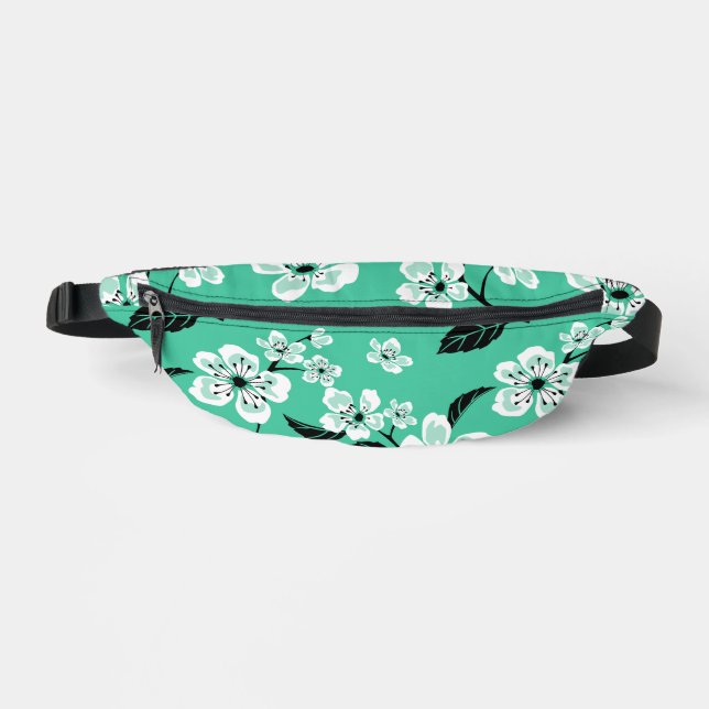 KIRSCHBLÜTE - SAKURA-MUSTER IN MINT BAUCHTASCHE (Vorderseite)
