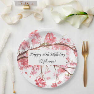 Kirschblüte Sakura Pink Türkis Geburtstag Pappteller