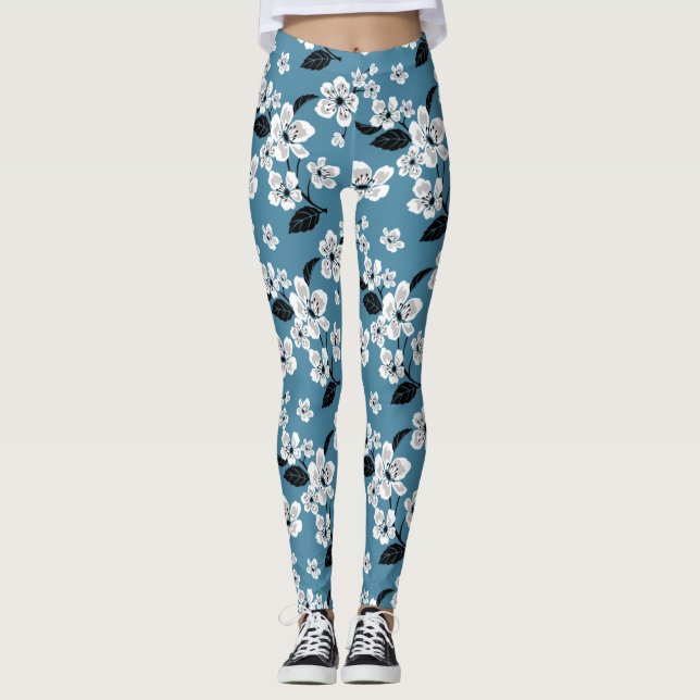 KIRSCHBLÜTE - SAKURA (RAUCHBLAU) LEGGINGS (Vorderseite)