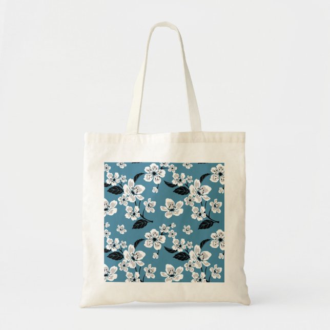 KIRSCHBLÜTE - SAKURA (RAUCHBLAU) TRAGETASCHE (Vorne)