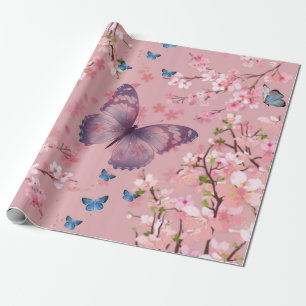 Kirschblüte & Schmetterlinge Geschenkpapier
