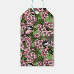 Kirschblüte und Kichererbsen auf Grün Geschenkanhänger