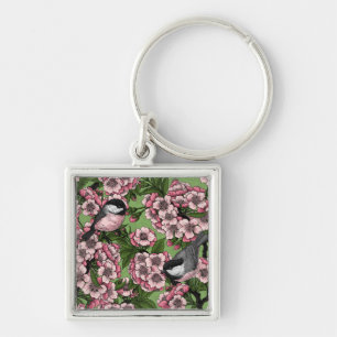 Kirschblüte und Kichererbsen auf Grün Schlüsselanhänger