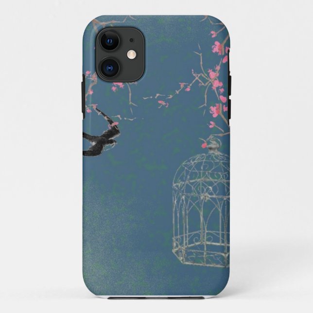 Kirschblüte und Vogelkäfig Case-Mate iPhone Hülle (Rückseite)