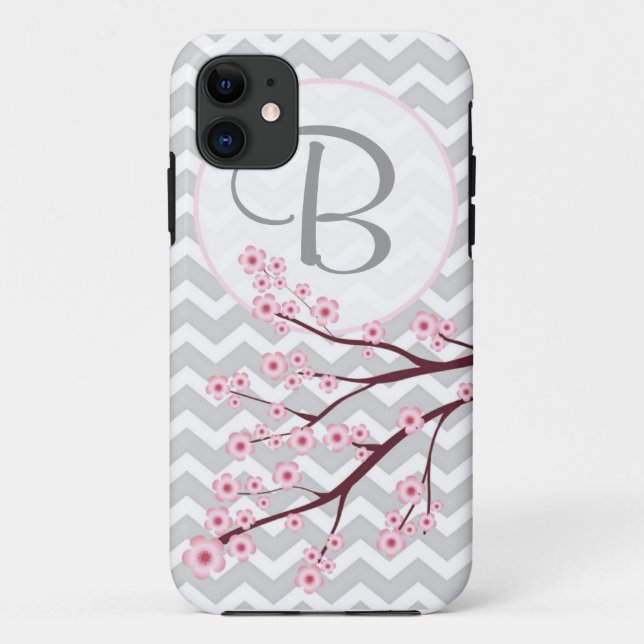 Kirschblüte und Zickzack Monogramm iPhone 5 Fall Case-Mate iPhone Hülle (Rückseite)