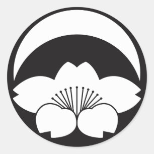 Kirschblüte unter dem Halbmond Runder Aufkleber